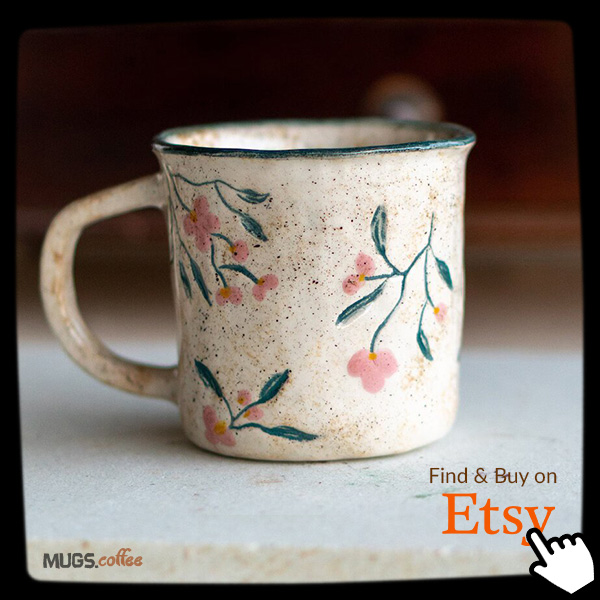 Floral Handmade Pottery Coffee Mug